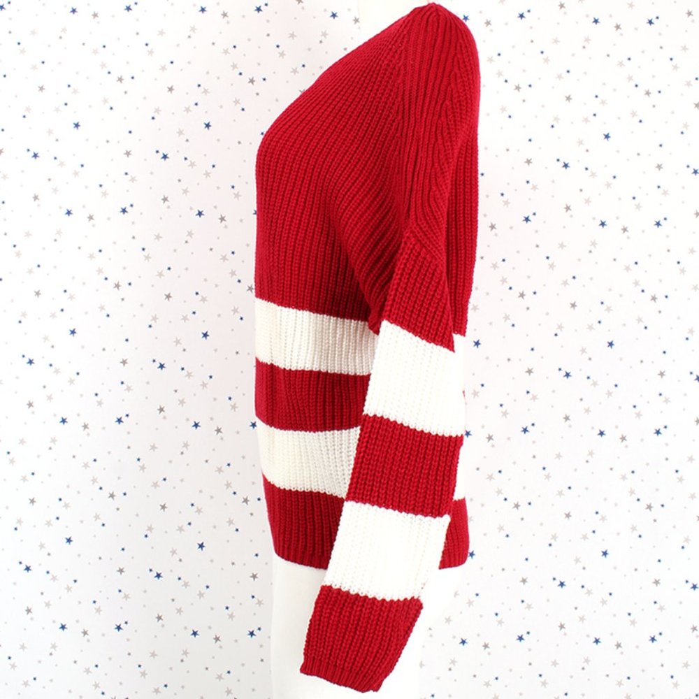 Slouchy Stripe Chunky Knit Pullover Sweater - Picture 5 of 10